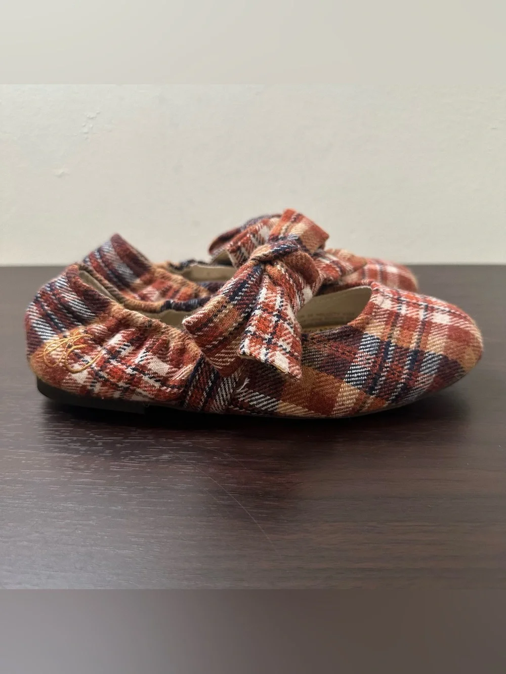 Sam Edelman Plaid Bow Mary Jane Felicity Slip-On Flat Round Toe Shoes Girl 2 New
